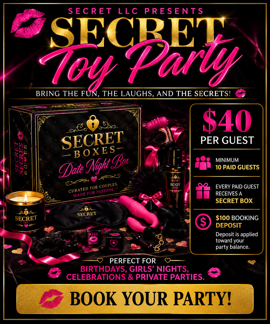 Secret Toy Party – $100 Booking Deposit