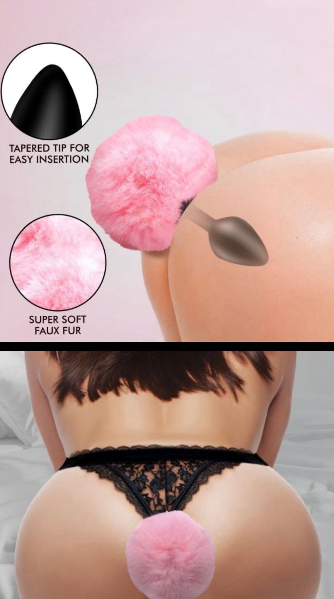 5.32" Black Silicone Anal Plug with Purple Artificial Fur Tail – Body-Safe