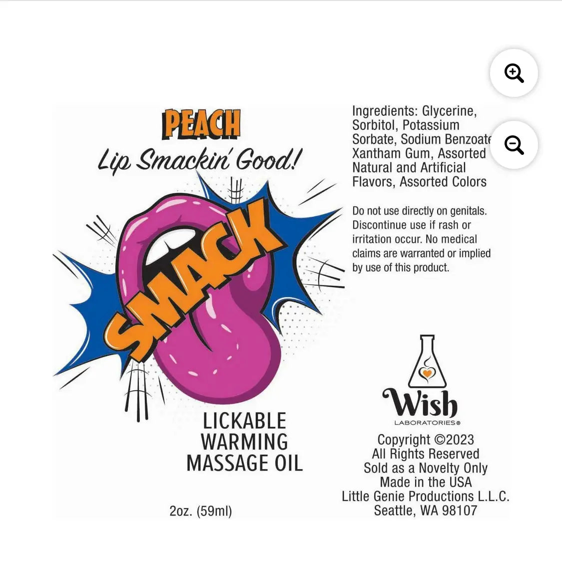 Smack Lickable Massage Oil Blue Raspberry 2 oz. Secret LLC