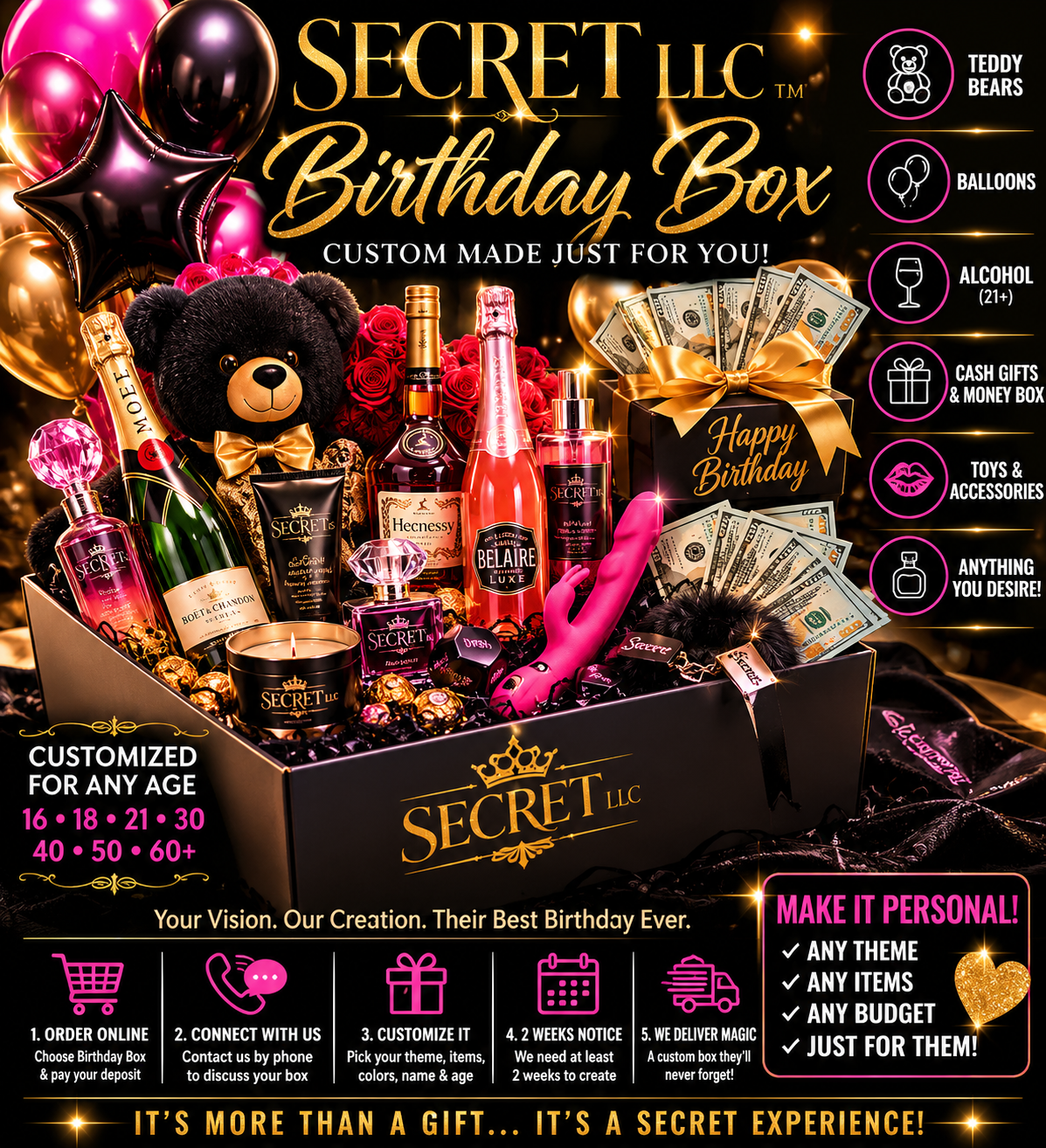SECRET LLC Custom Birthday Box